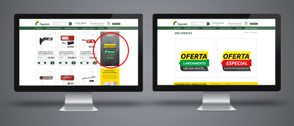 Ubicación del nuevo apartado web. Ofertas - Faycom