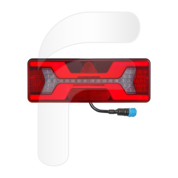 PILOTO TRASERO UNIVERSAL LED IZQUIERDO CON TRIÁNGULO, LUZ MATRÍCULA CONECTOR AMP