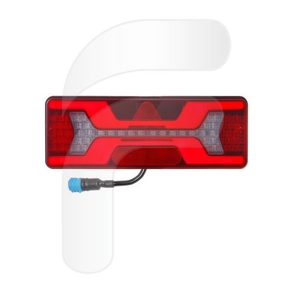PILOTO TRASERO UNIVERSAL LED DERECHO CON TRIÁNGULO, LUZ MATRÍCULA CONECTOR AMP