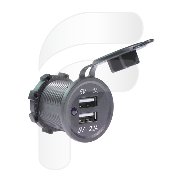 CARGADOR USB 12/24V DOBLE SALIDA USB 5V 1A + 5V 2,1A