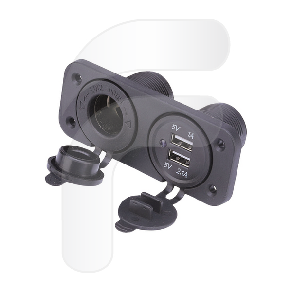 CONJUNTO CARGADOR USB 12/24V Y BASE ELÉCTRICA 1 POLO